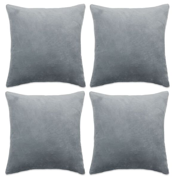 vidaXL Cushion Covers 4 pcs Velour 50x50 cm Grey