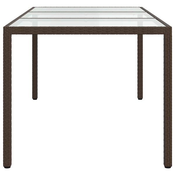vidaXL Garden Table Brown 190x90x75 cm Tempered Glass and Poly Rattan
