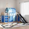vidaXL Bunk Bed without Mattress with Slide and Curtains Blue 90x190 cm Single