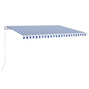 vidaXL Manual Retractable Awning 450x350 cm Blue and White (313196+313164)