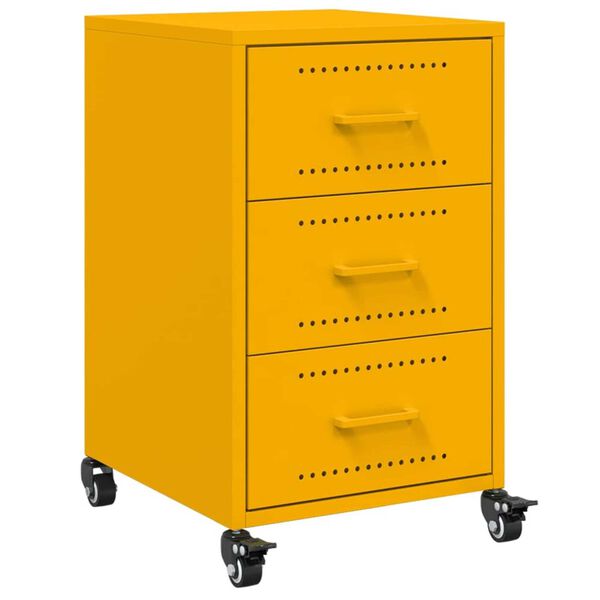 vidaXL Bedside Cabinet Mustard Yellow 36x39x59 cm Steel