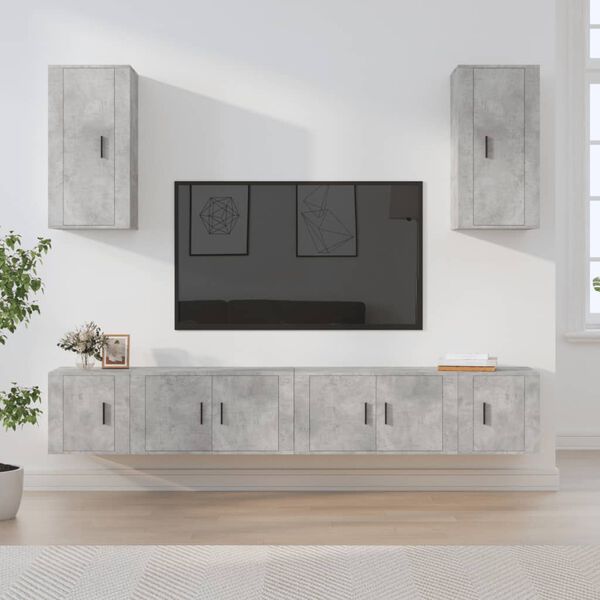 vidaXL 6 Piece TV Cabinet Set Concrete Grey Engineered Wood