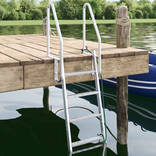 vidaXL 4-Step Dock Ladder Silver 58 x 77 x 166 cm Aluminium