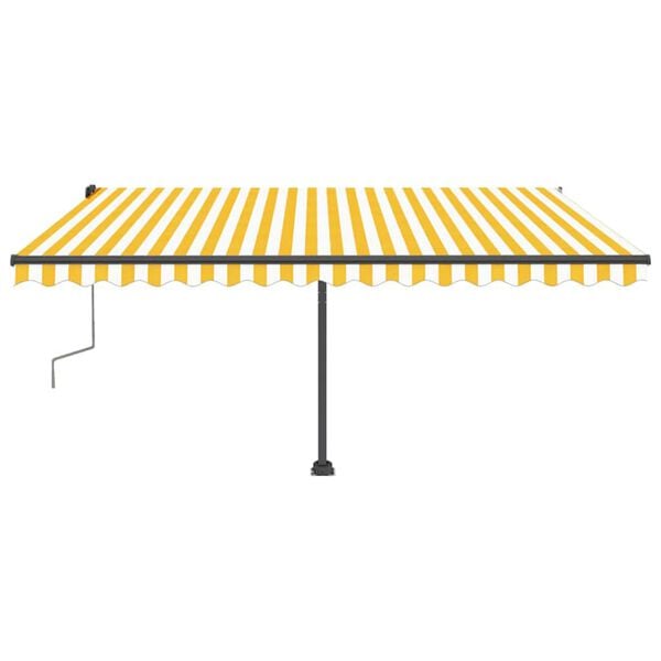 vidaXL Manual Retractable Awning with LED 450x300 cm Yellow and White