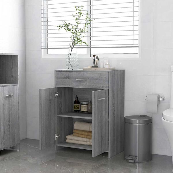 vidaXL Bathroom Cabinet Grey Sonoma 60x33x80 cm Engineered Wood