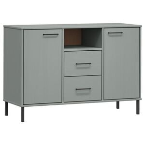 vidaXL Sideboard with Metal Legs Grey 113x40x77 cm Solid Wood "OSLO