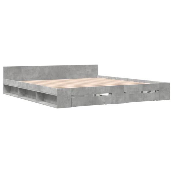 vidaXL Bed Frame with Drawers without Mattress Concrete Grey 200x200 cm