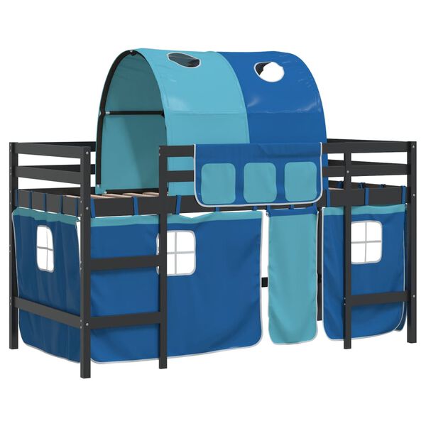 vidaXL Kids' Loft Bed with Tunnel without Mattress Blue 90x190cm