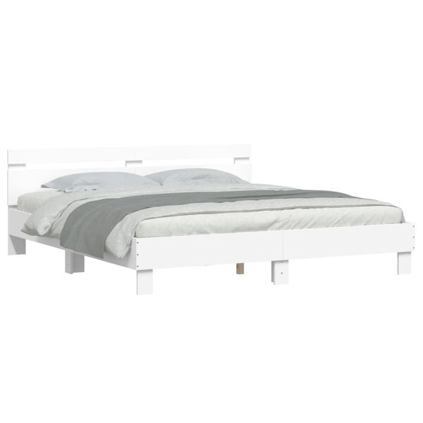 vidaXL Bed Frame with LED without Mattress White 180x200 cm Super King