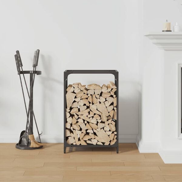 vidaXL Firewood Rack Black 44x28x65 cm Cold-rolled steel