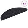 vidaXL Stair Mats Self-adhesive 5 pcs 56x17x3 cm Black Half Round