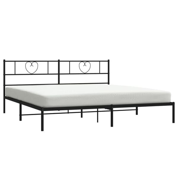 vidaXL Metal Bed Frame without Mattress with Headboard Black 200x200cm
