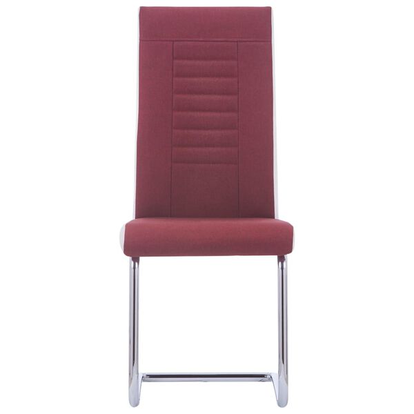 vidaXL Cantilever Dining Chairs 2 pcs Wine Red Fabric