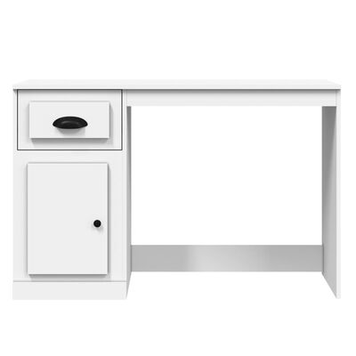vidaXL Desk with Drawer High Gloss White 115x50x75 cm Engineered Wood