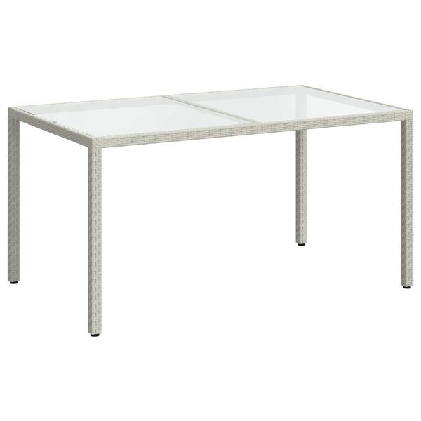 vidaXL Garden Table 150x90x75 cm Tempered Glass and Poly Rattan White
