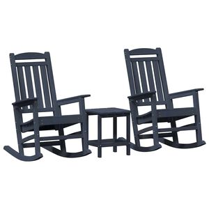 vidaXL Rocking Chair 3 pcs Navy Polyethylene