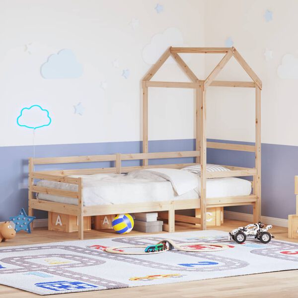 vidaXL Day Bed with Roof without Mattress 90x200 cm Solid Wood