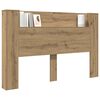 vidaXL Headboard Cabinet with LED Artisan Oak 160 x 16.5 x 103.5 cm