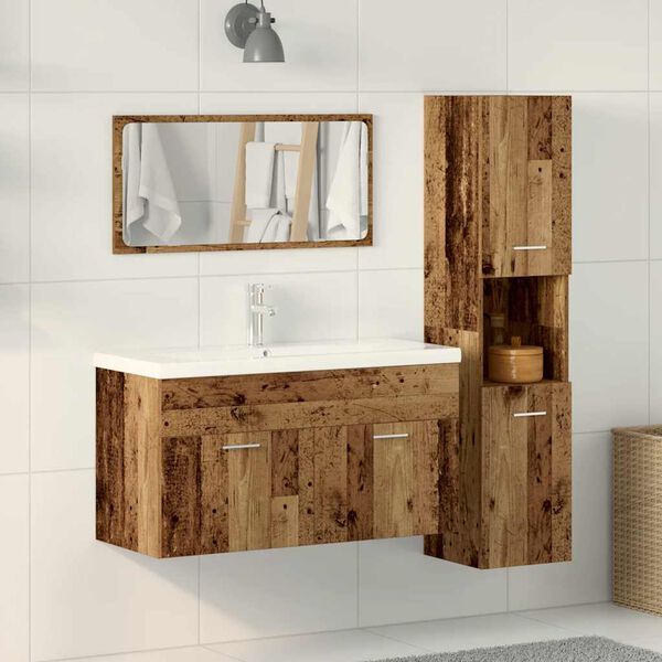 vidaXL 3 Piece Bathroom Furniture Set Old Wood Engineered Wood