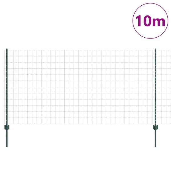vidaXL Fence with Post Green 1.2 x 10 m Steel and PVC
