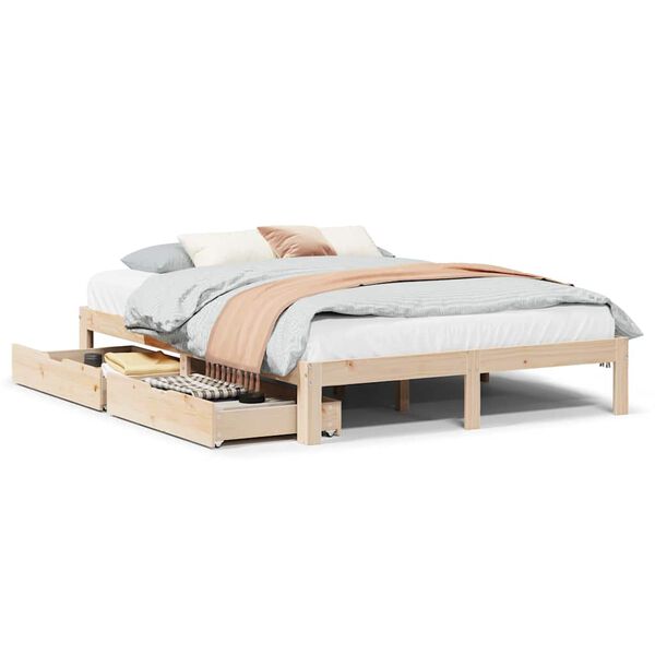 vidaXL Bed Frame with Drawers without Mattress 135x190 cm Double