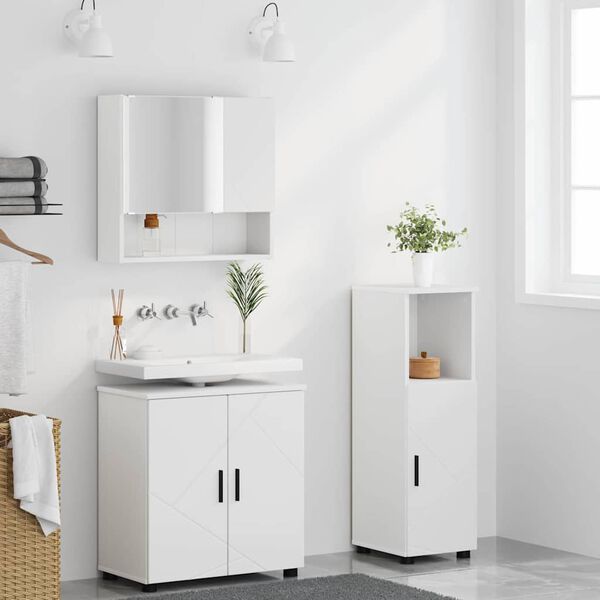 vidaXL Bathroom Furniture Set 3 pcs White Engineered wood & Metal