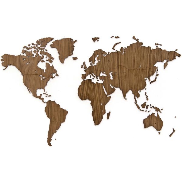 MiMi Innovations Wooden World Map Wall Decoration Exclusive Walnut 130x78 cm