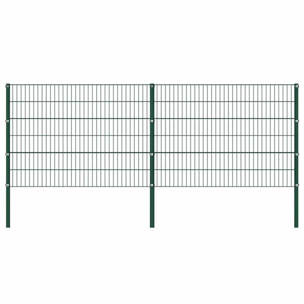 vidaXL Fence Panel with Posts Iron 349x120 cm Green