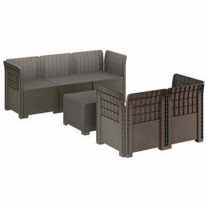 vidaXL 5-Seater Garden Sofa Rattan Look PP Light Grey