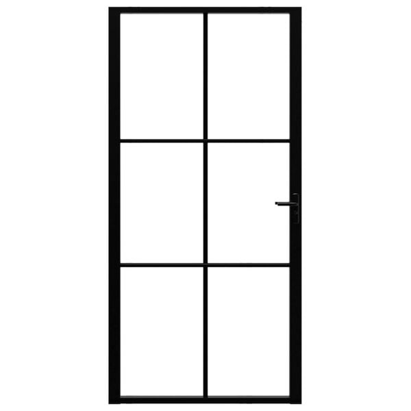 vidaXL Interior Door ESG Glass and Aluminium 102.5x201.5 cm Black