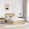 vidaXL Bed Frame with Headboard Sonoma 120 x 200 cm Solid Pine Wood