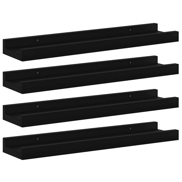 vidaXL Wall Shelves 4 pcs Black 40x9x3 cm