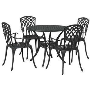 vidaXL Garden Dining Set 5 pcs Black Aluminium