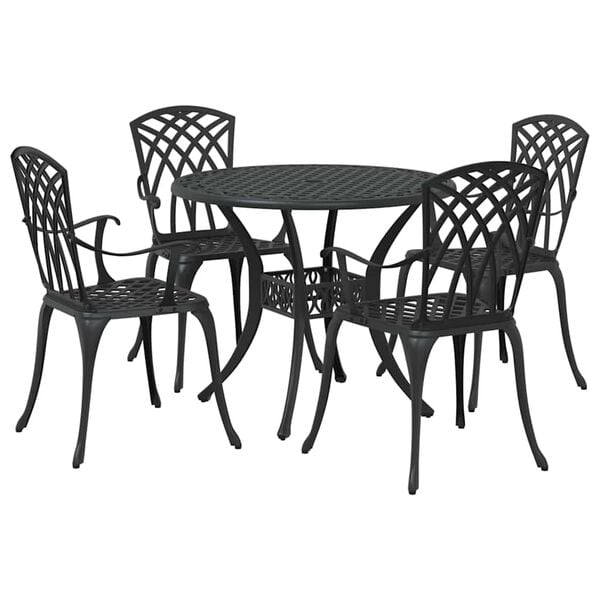 vidaXL Garden Dining Set 5 pcs Black Aluminium
