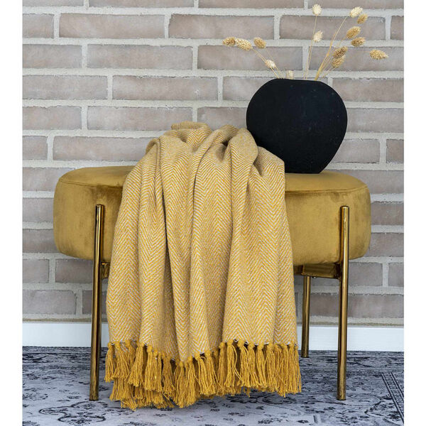 House Nordic Pouf Evie Mustard Yellow