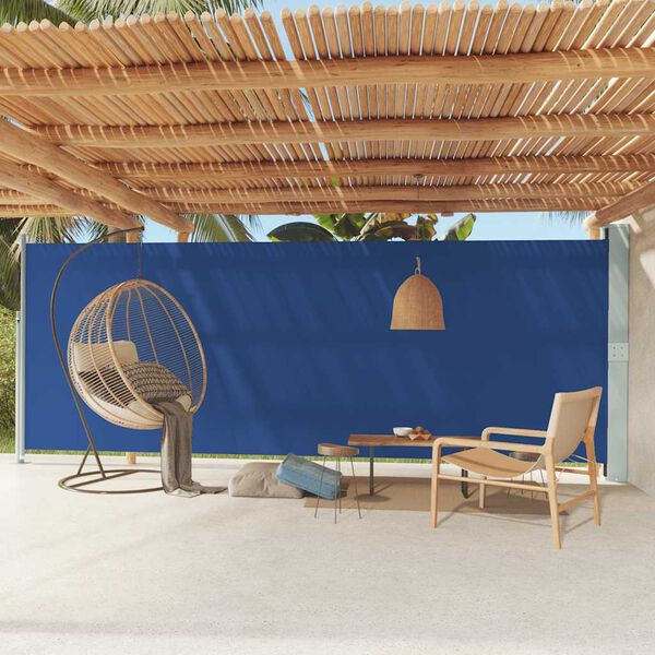 vidaXL Patio Retractable Side Awning 200x600 cm Blue