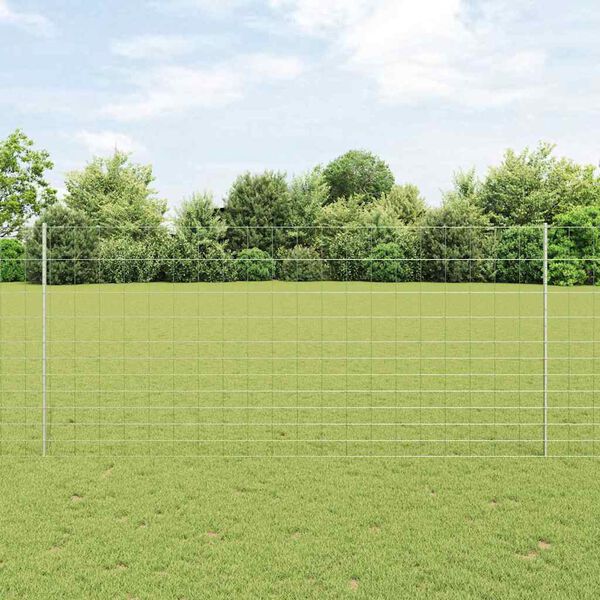 vidaXL Fence with Post Silver 1.4 x 50 m Steel