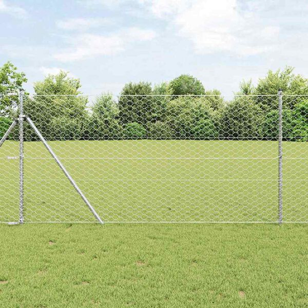 vidaXL Fence Post Silver 10 x 1.2 m (50 mm mesh) Steel