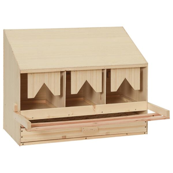 vidaXL Chicken Laying Nest 3 Compartments 72x33x54 cm Solid Pine Wood