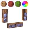 vidaXL TV Wall Unit Wall-mounted 6 pcs Old Wood Engineered Wood