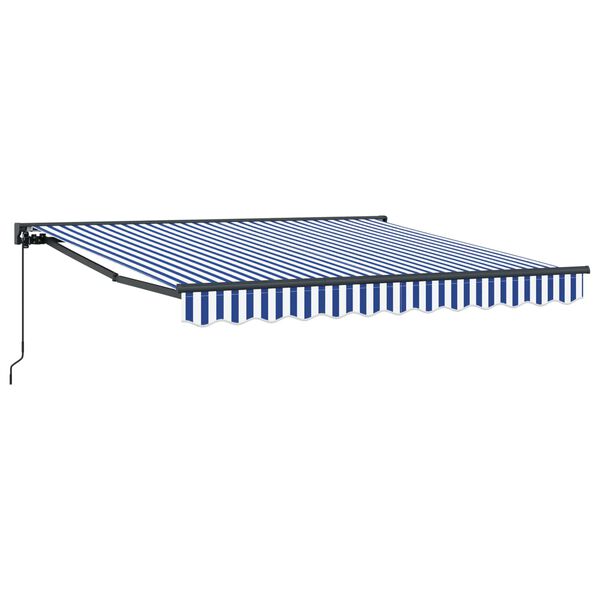 vidaXL Retractable Awning Manual Blue and White 300 x 250 cm