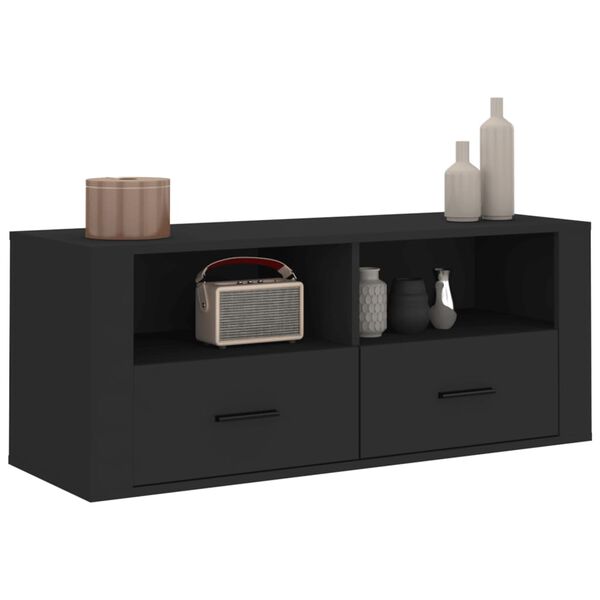 vidaXL TV Cabinet Black 100x35x40 cm Engineered Wood