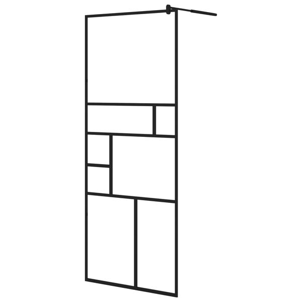 vidaXL Walk-in Shower Wall with Shelf Black 80x195 cm ESG Glass&Aluminium