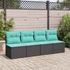 vidaXL 2 Piece Garden Sofa Set with Cushions Black Poly Rattan Acacia