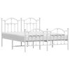 vidaXL Metal Bed Frame without Mattress with Footboard White 140x200cm