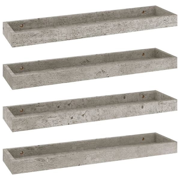 vidaXL Loggia Wall Shelves 4 pcs Concrete Grey 60x15x4 cm MDF