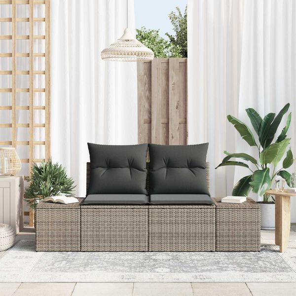 vidaXL Garden Sofa Grey 123 x 62 x 69cm Poly Rattan