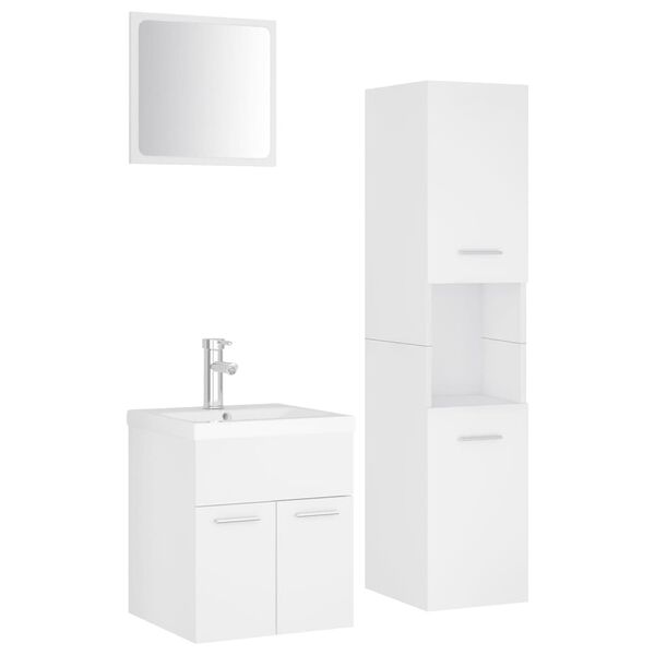 vidaXL Bathroom Furniture Set White Engineered Wood