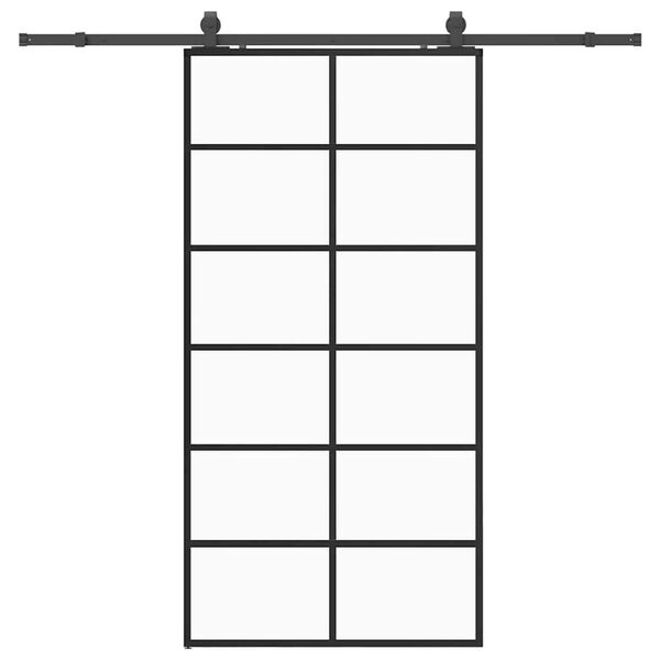 vidaXL Sliding Door with Hardware Set Black 102x205 cm ESG Glass