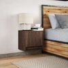 vidaXL Wall-mounted Bedside Cabinet with LED Lights Brown Oak